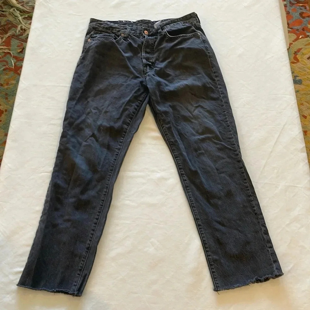 & Denim women’s Jeans vintage fit cropped night waist rise black size‎ 31 EUC